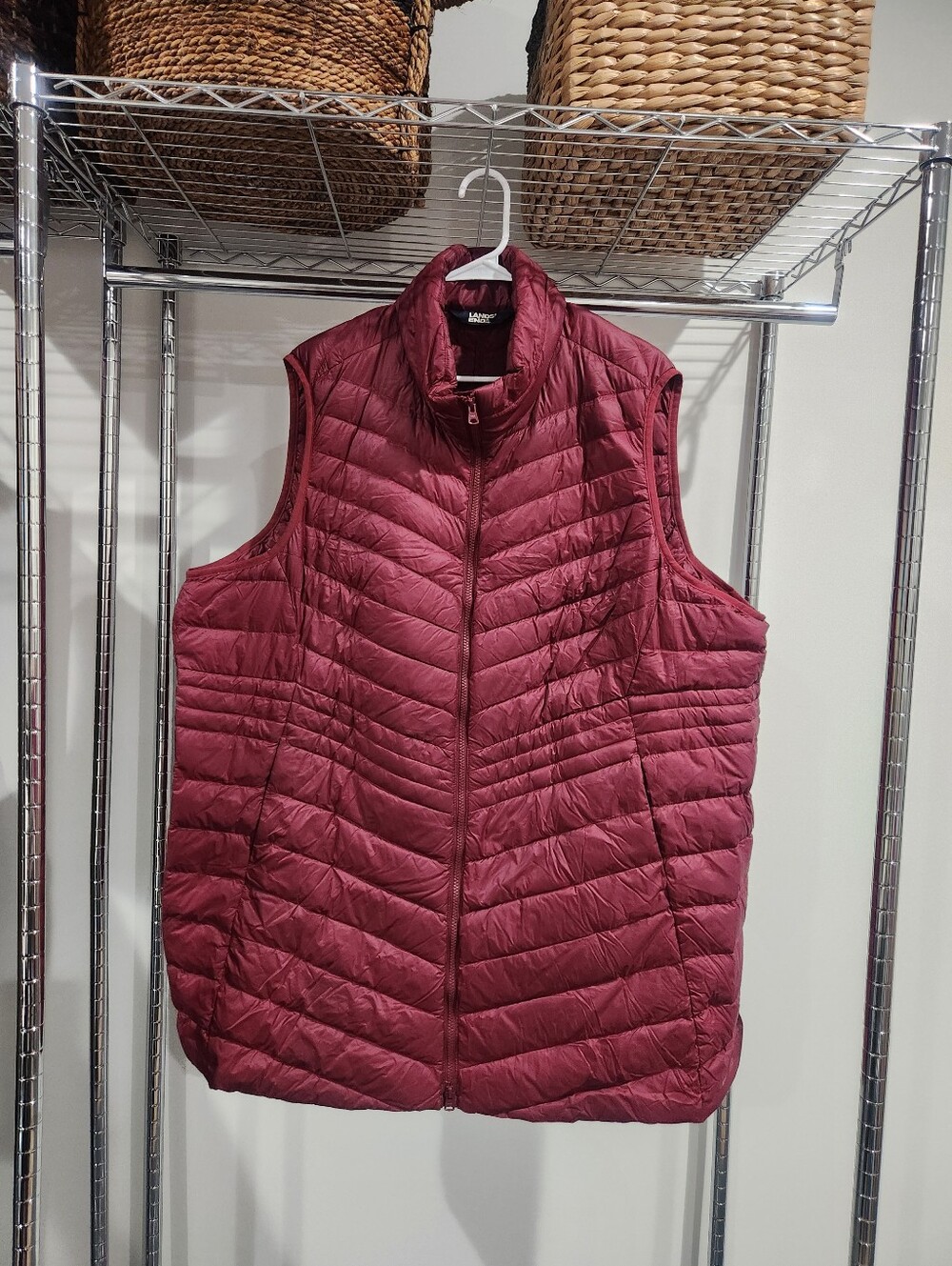Land's End 3X Quilted Burgundy Puffer Vest